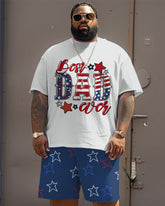 Men's Plus Size Independence Day Best Dad Print Ever Large Men's Suit